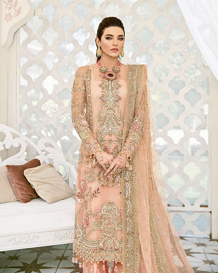 Gulaal | Wedding Formals | VOIR EMBROIDERED NET 3-PIECE SUIT WS-07 - FLEUR DE ROSE WEDDING FORMALS -  Gulaal Bridal -  House of Maryam