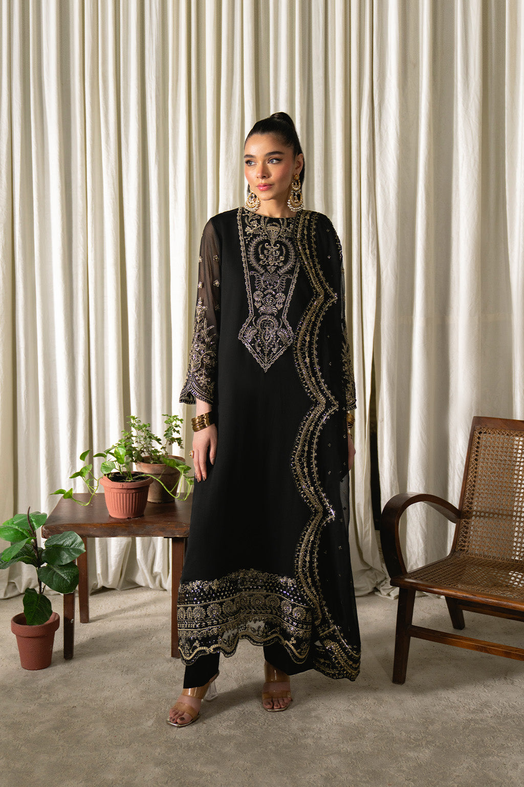 Neeshay | Ready to Wear Chiffon | RTW-CHFN-03 Black