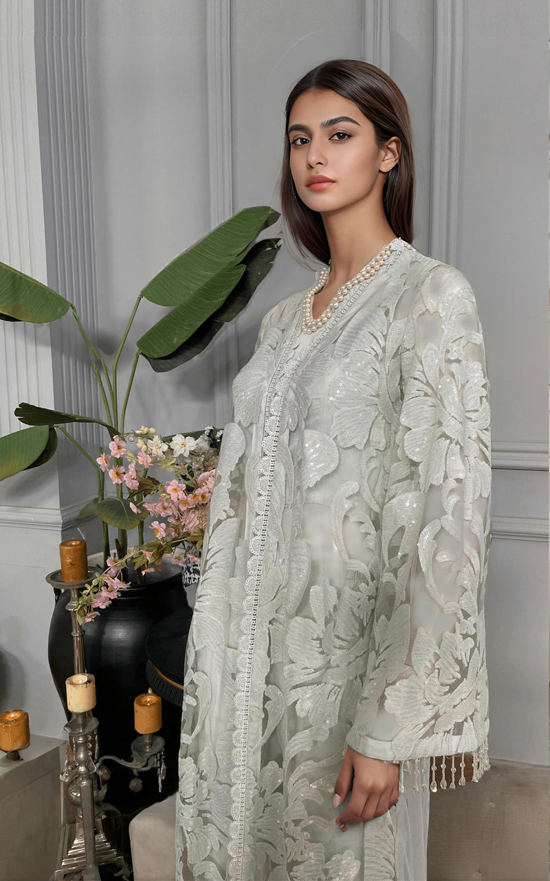 Threads and Motifs | Formal Dresses 25 | Net Embroidered Jacket With Trouser -  Threads and Motifs Ladies Clothes - Original Designer Dress - House of Maryam