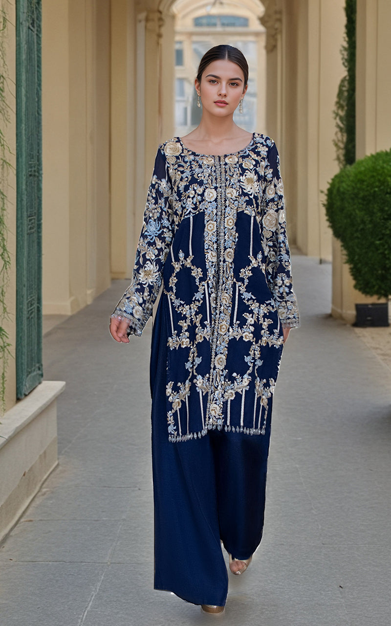 Threads and Motifs | Formal Dresses 25 | Chiffon Embroidered Shirt -  Threads and Motifs Ladies Clothes - Original Designer Dress - House of Maryam