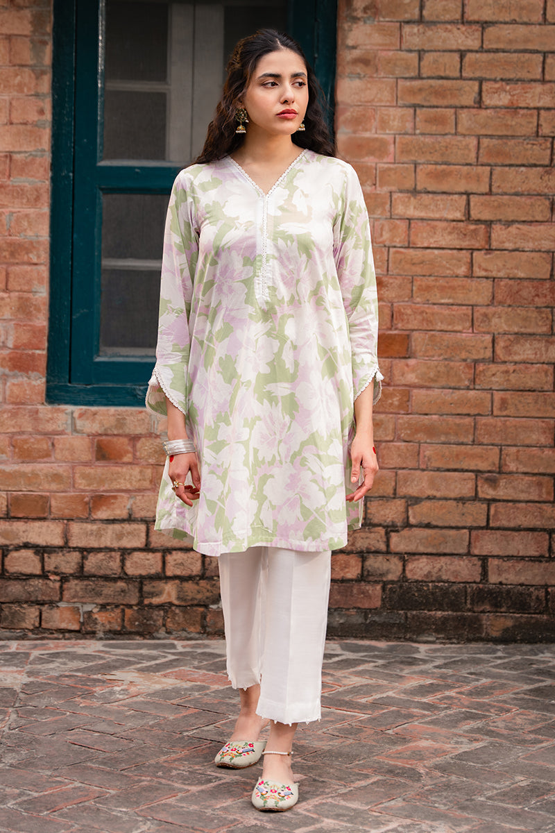 Cross Stitch | Basic Pret | Pistachio Pink Printed Lawn Shirt
