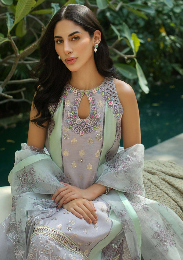 Layla Chatoor | Luxury Pret | Lavender Kali Kurta With Pants And Printed Dupatta-3
