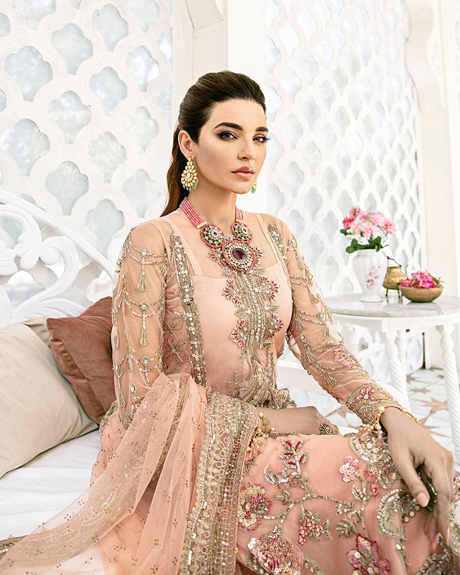 Gulaal | Wedding Formals | VOIR EMBROIDERED NET 3-PIECE SUIT WS-07 - FLEUR DE ROSE WEDDING FORMALS