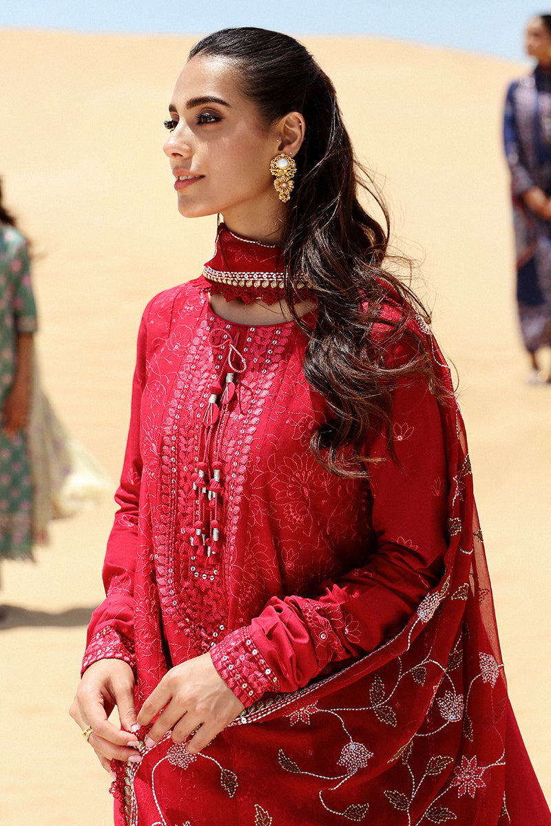 Cross Stitch | Eid Lawn 24 | VERMILLION SCARLET -  Cross Stitch Luxury -  House of Maryam