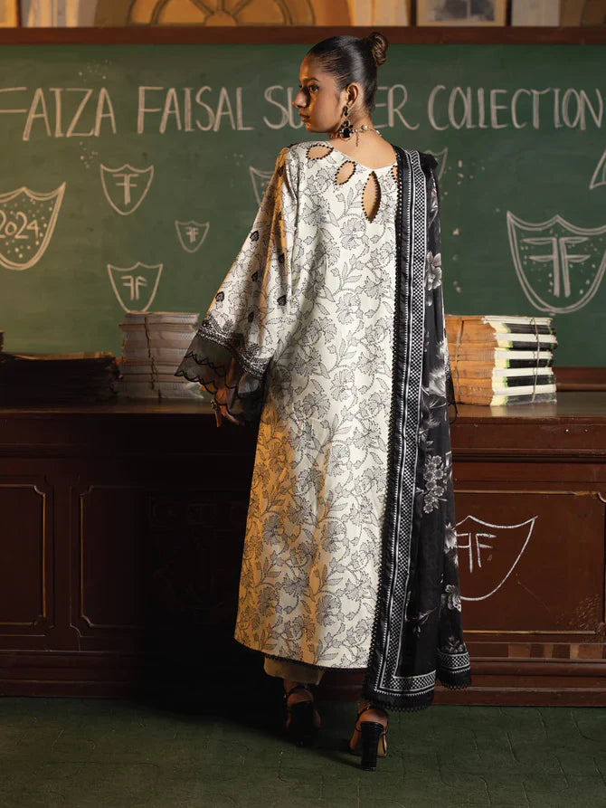 Faiza Faisal | Maya Luxury Lawn | Deniz -  Faiza Faisal Luxury -  House of Maryam