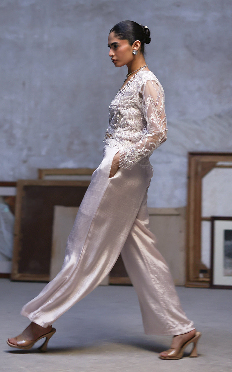 Threads and Motifs | Formal Dresses 25 | Net Embroidered Jacket With Trouser, image 4