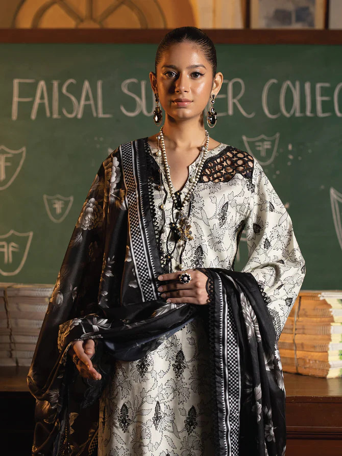 Faiza Faisal | Maya Luxury Lawn | Deniz -  Faiza Faisal Luxury - Original Designer Dress - House of Maryam