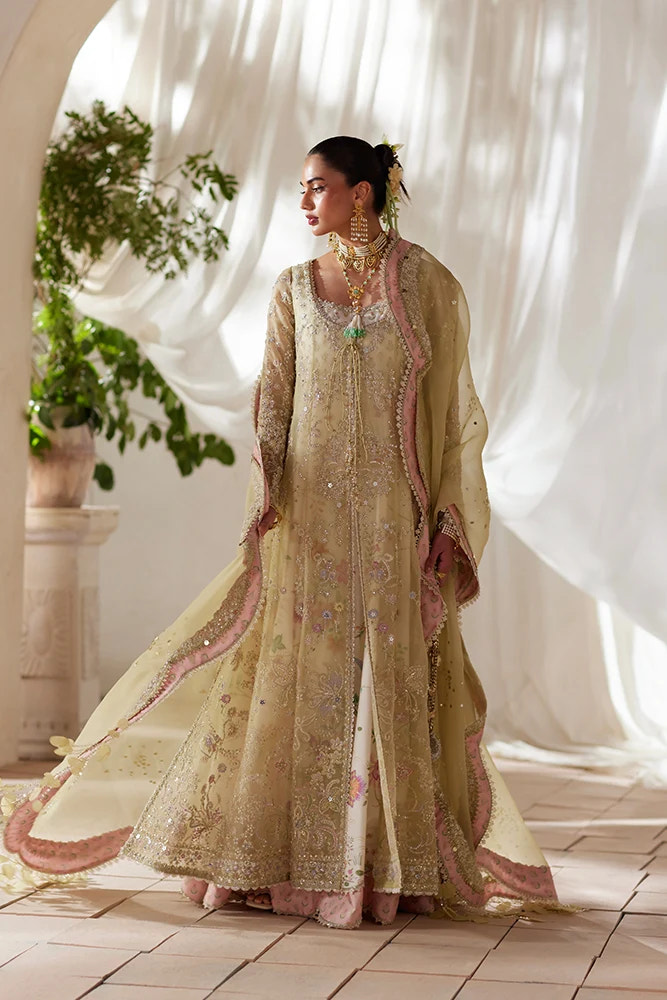 Suffuse Silvia pastel yellow organza pishwas and culottes