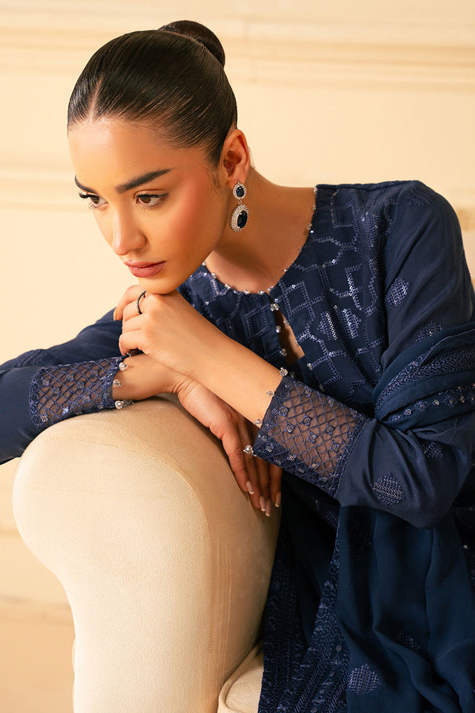 Cross Stitch | Luxe Atelier 25 | INDIGO BLUE -  Cross Stitch Ladies Clothes - Original Designer Dress - House of Maryam