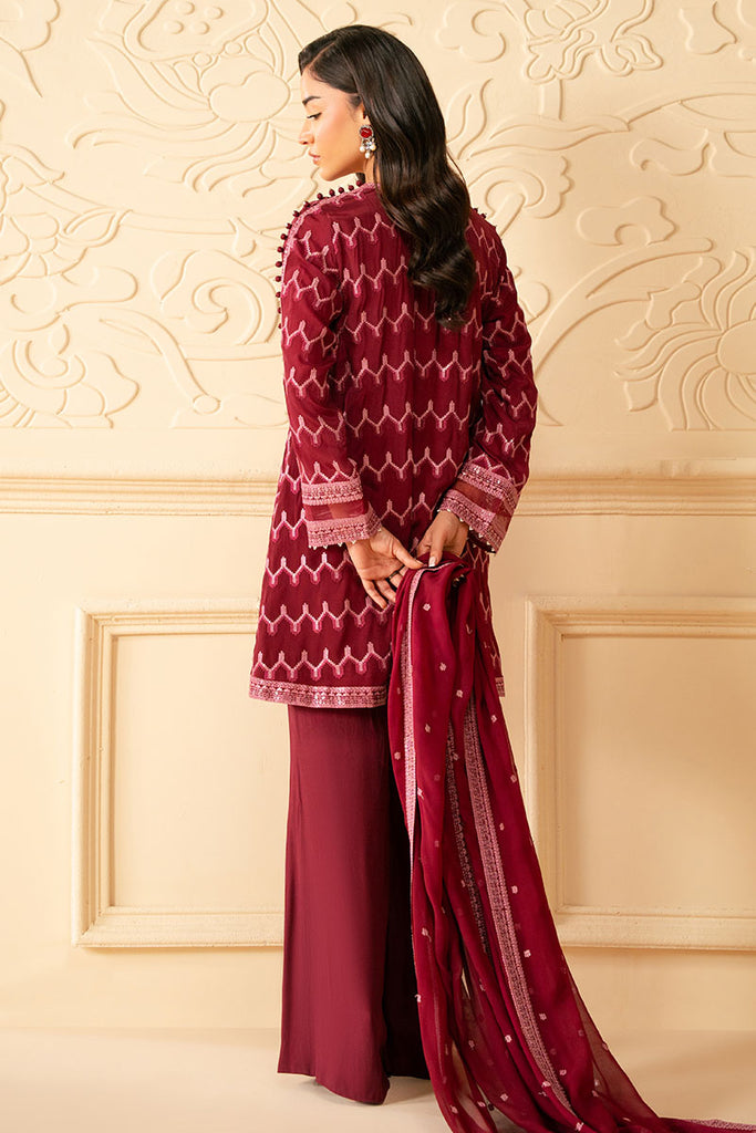 Cross Stitch | Luxe Atelier 25 | BURGUNDY BLISS -  Cross Stitch Ladies Clothes - Original Designer Dress - House of Maryam