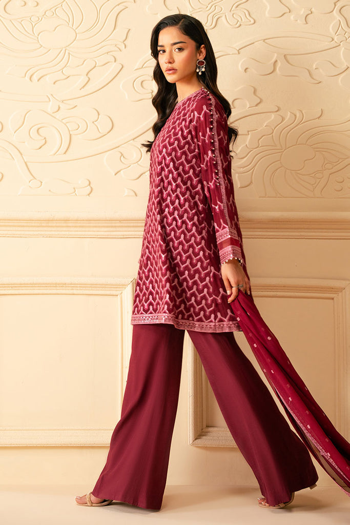 Cross Stitch | Luxe Atelier 25 | BURGUNDY BLISS -  Cross Stitch Ladies Clothes - Original Designer Dress - House of Maryam
