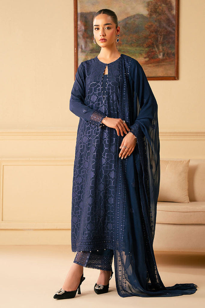 Cross Stitch | Luxe Atelier 25 | INDIGO BLUE -  Cross Stitch Ladies Clothes - Original Designer Dress - House of Maryam