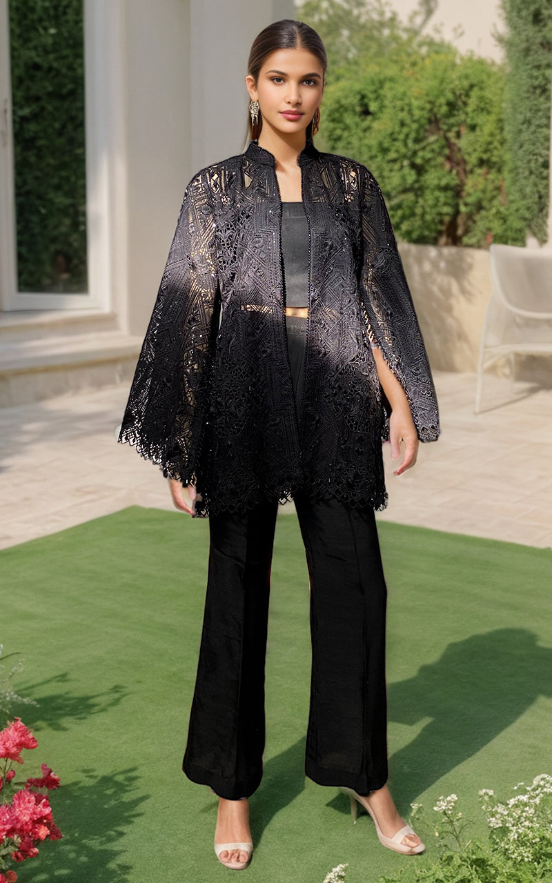 Threads and Motifs | Formal Dresses 25 | Organza Embroidered Jacket -  Threads and Motifs Ladies Clothes - Original Designer Dress - House of Maryam