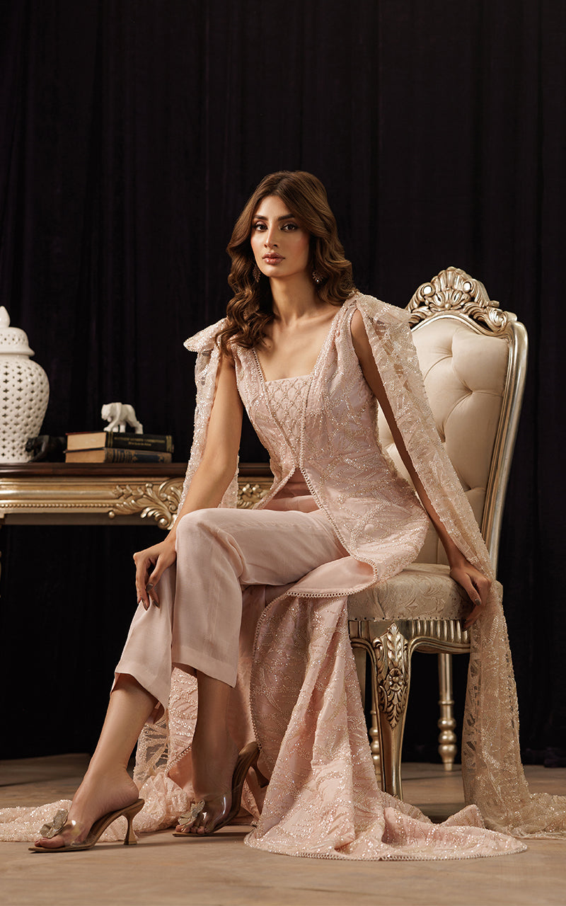 Threads and Motifs | Formal Dresses 25 | Net Embroidered Jacket with Embroidered Tube & Trouser -  Threads and Motifs Ladies Clothes - Original Designer Dress - House of Maryam