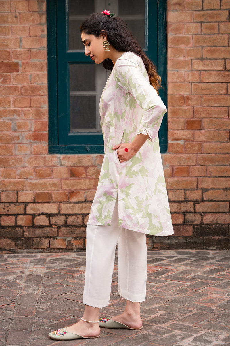 Cross Stitch | Basic Pret | Pistachio Pink Printed Lawn Shirt-4