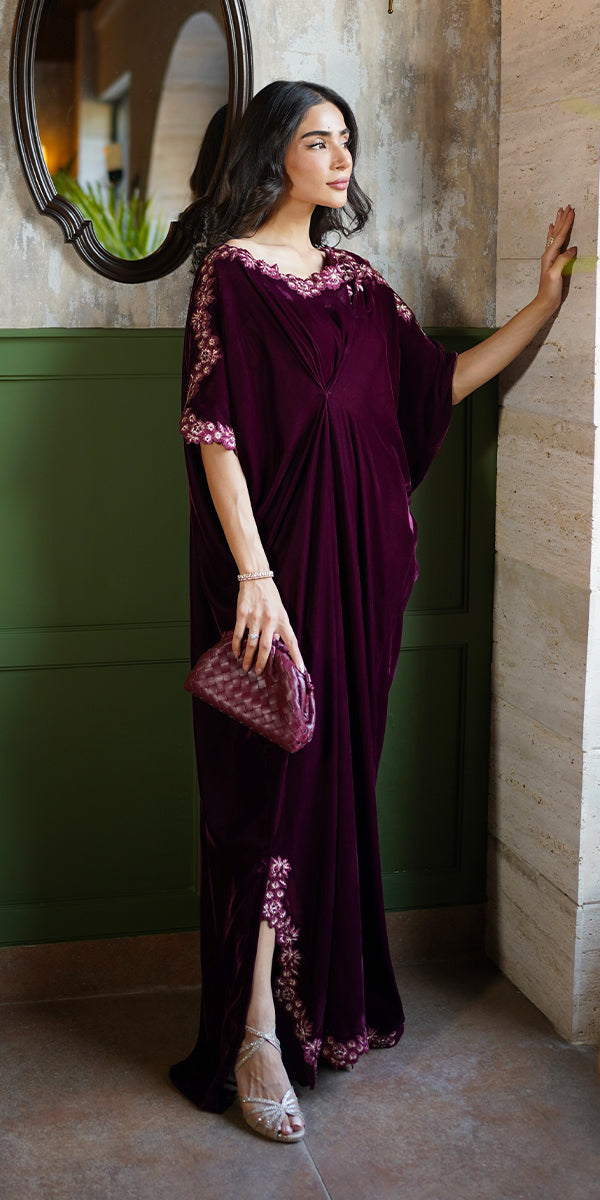 Erum Khan | Velvet Wisper | Wine Whisper -  Erum Khan Ladies Clothes - Original Designer Dress - House of Maryam