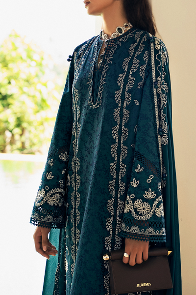 Suffuse Ivera peacock green embroidered cotton suit, photo 5