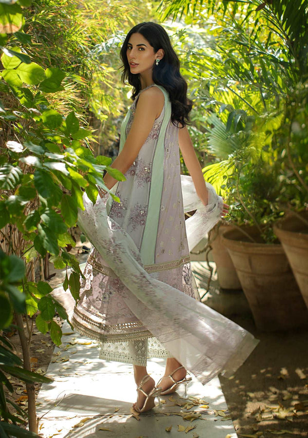 Layla Chatoor | Luxury Pret | Lavender Kali Kurta With Pants And Printed Dupatta-2