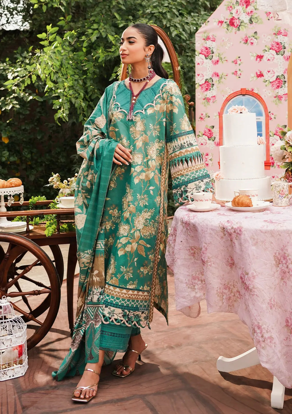 Elaf Premium | Printed Collection 24 | EEP-04B - Chic Teal -  Elaf Premium Casuals - Original Designer Dress - House of Maryam
