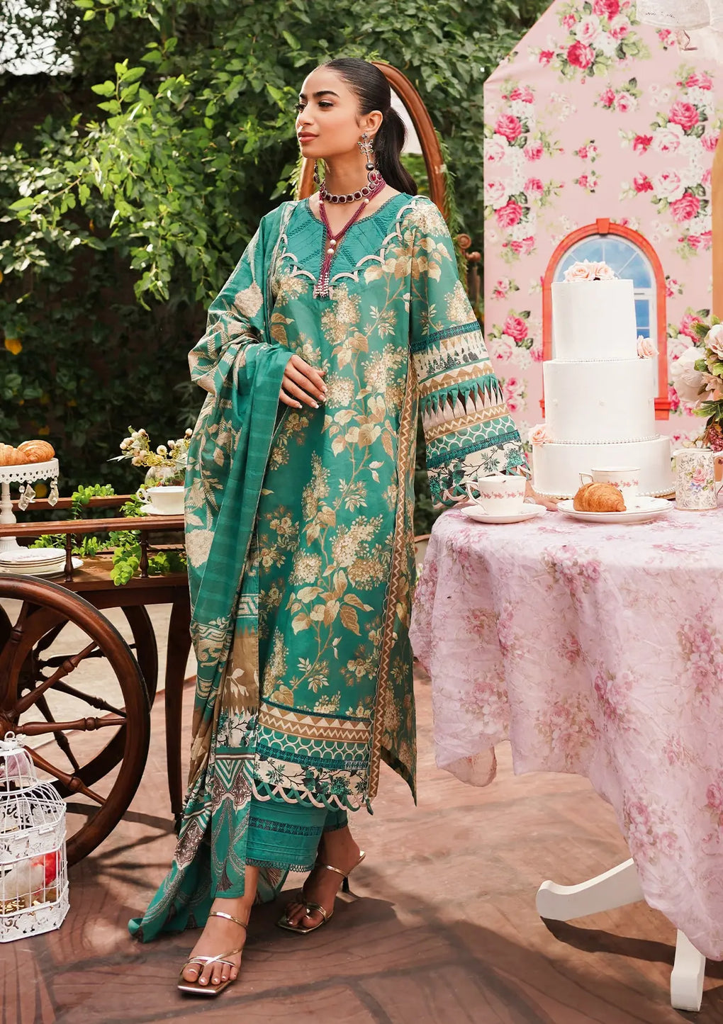 Elaf Premium | Printed Collection 24 | EEP-04B - Chic Teal by Designer Elaf Premium - House of Maryam - Pakistani Designer Ethnic Wear in {{ shop.shopifyCountryName }}