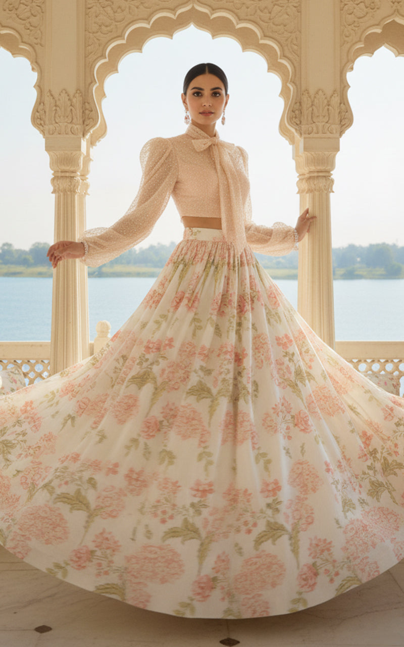 Threads and Motifs | Formal Outfits | Blouse With Printed Lehenga-5