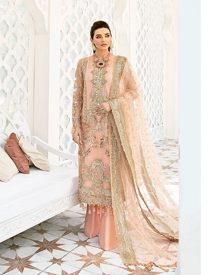 Gulaal | Wedding Formals | VOIR EMBROIDERED NET 3-PIECE SUIT WS-07 - FLEUR DE ROSE WEDDING FORMALS -  Gulaal Bridal - Original Designer Dress - House of Maryam