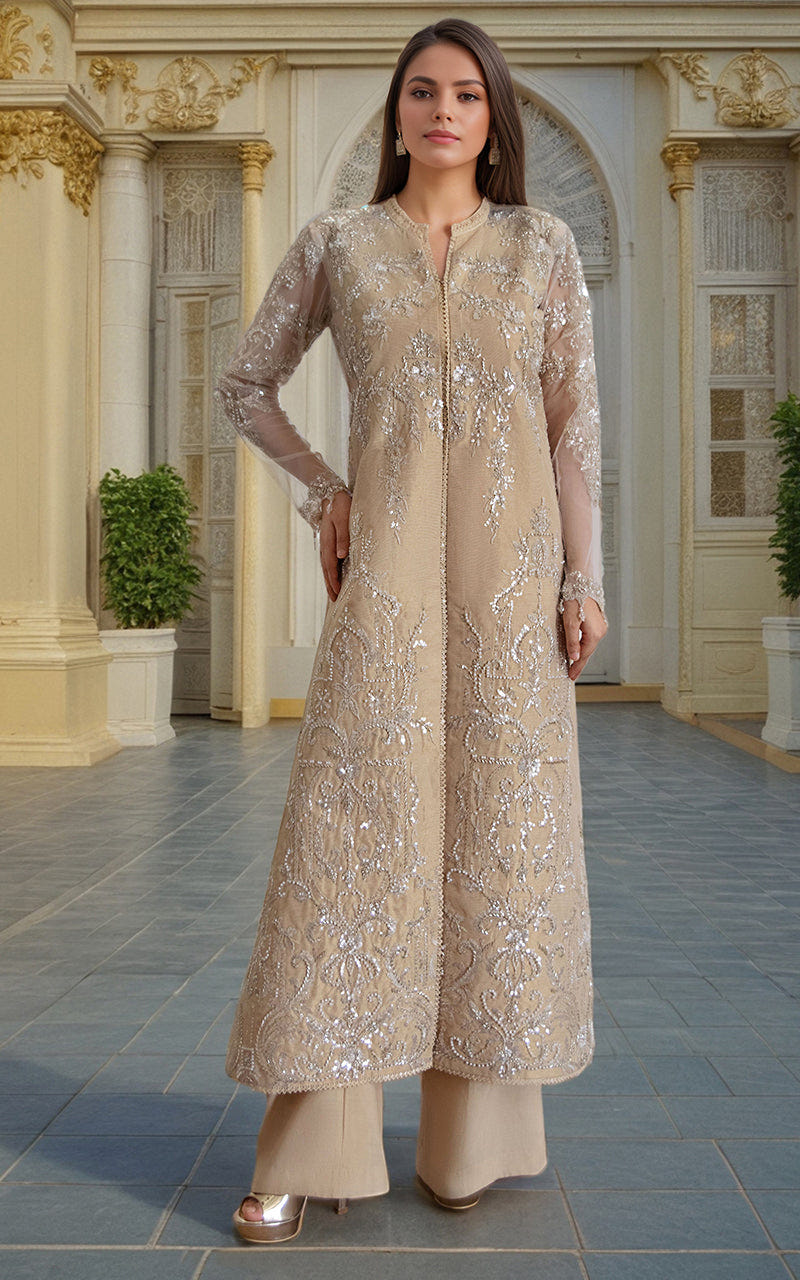 Threads and Motifs | Formal Dresses 25 | Net Embroidered Jacket -  Threads and Motifs Ladies Clothes - Original Designer Dress - House of Maryam