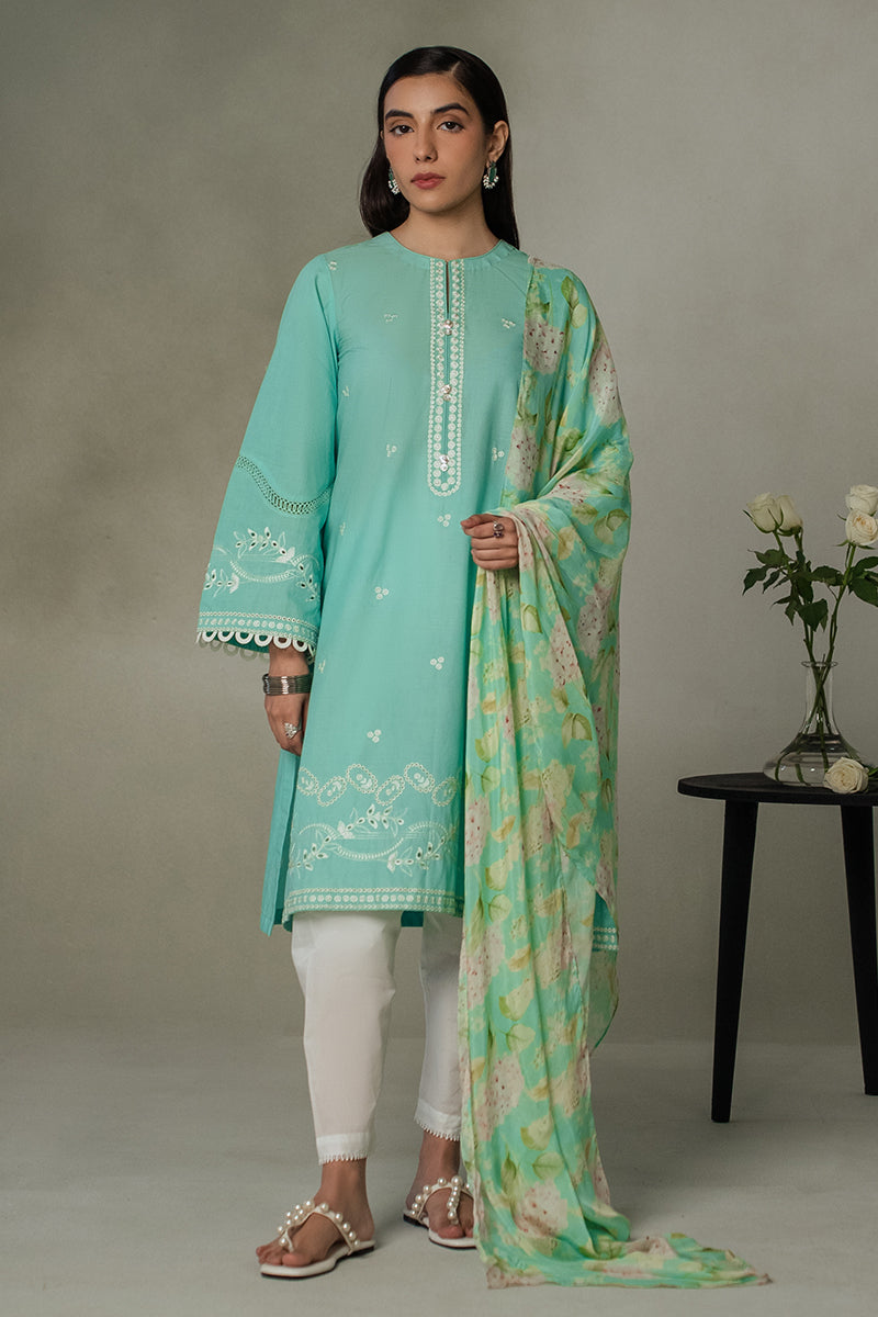 Cross Stitch | Exclusive Pret | Sea Green-2 Piece (Shirt & Dupatta)-1