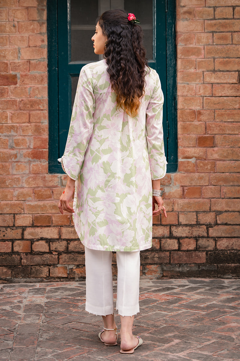 Cross Stitch | Basic Pret | Pistachio Pink Printed Lawn Shirt-5