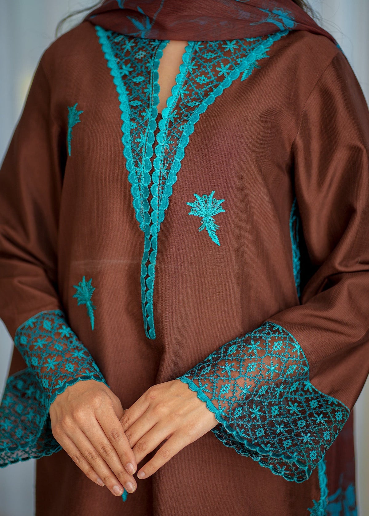 Fozia Khalid | Silk Spire | COCOA -  Fozia Khalid Ladies Clothes - Original Designer Dress - House of Maryam