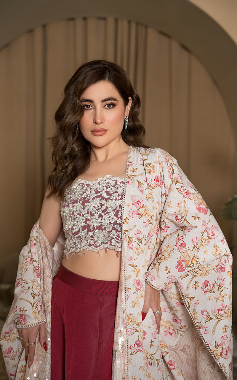 Threads and Motifs | Formal Dresses 25 | Embroidered Blouse With Printed Cape And Skirt -  Threads and Motifs Ladies Clothes - Original Designer Dress - House of Maryam