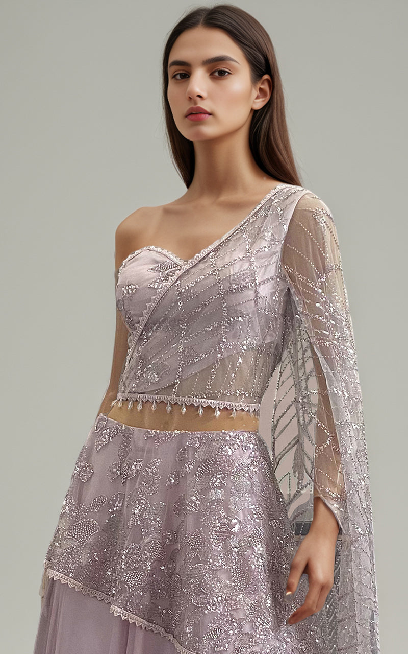 Threads and Motifs | Formal Dresses 25 | Net Embroidered Dress With Skirt -  Threads and Motifs Ladies Clothes - Original Designer Dress - House of Maryam