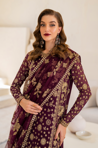 Iznik | Chinnon Chiffon | CC-42 Embroidered Chiffon -  Iznik Formal - Original Designer Dress - House of Maryam