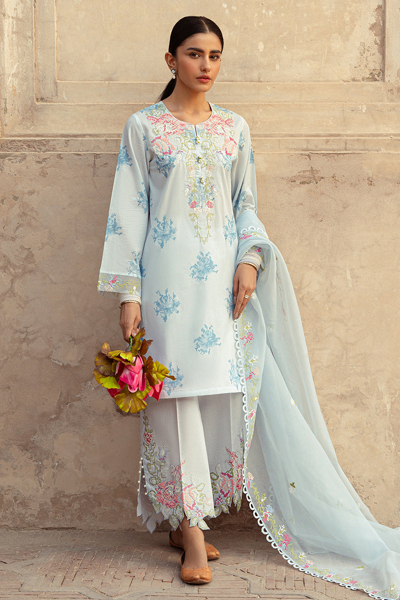 Cross Stitch | Premium Lawn 24 | DAWN MIST -  Cross Stitch Formal - Original Designer Dress - House of Maryam