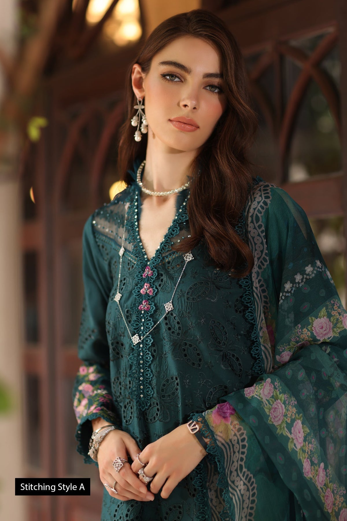 Noor by Saadia Asad | Eid Luxury Schiffli Laserkari 25 | D5- Teal -  Noor by Saadia Asad Ladies Clothes - Original Designer Dress - House of Maryam