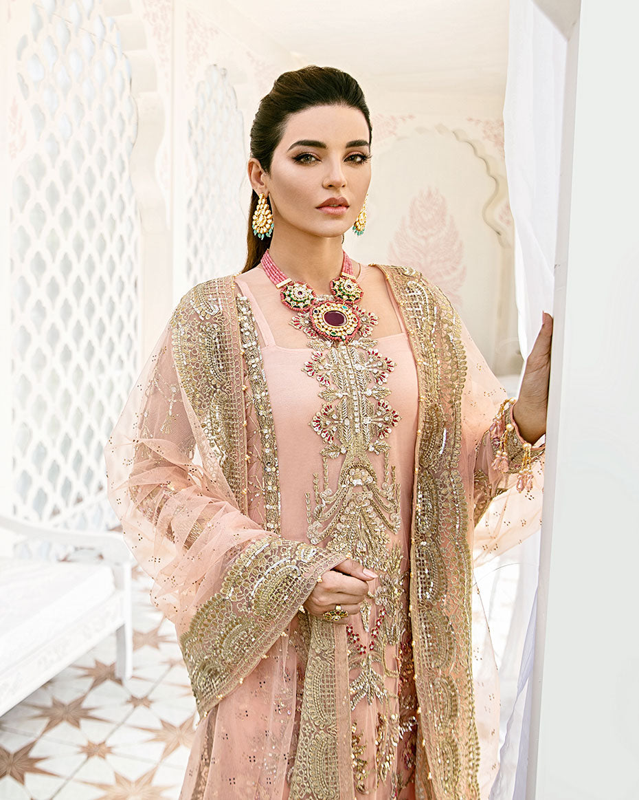 Gulaal | Wedding Formals | VOIR EMBROIDERED NET 3-PIECE SUIT WS-07 - FLEUR DE ROSE WEDDING FORMALS