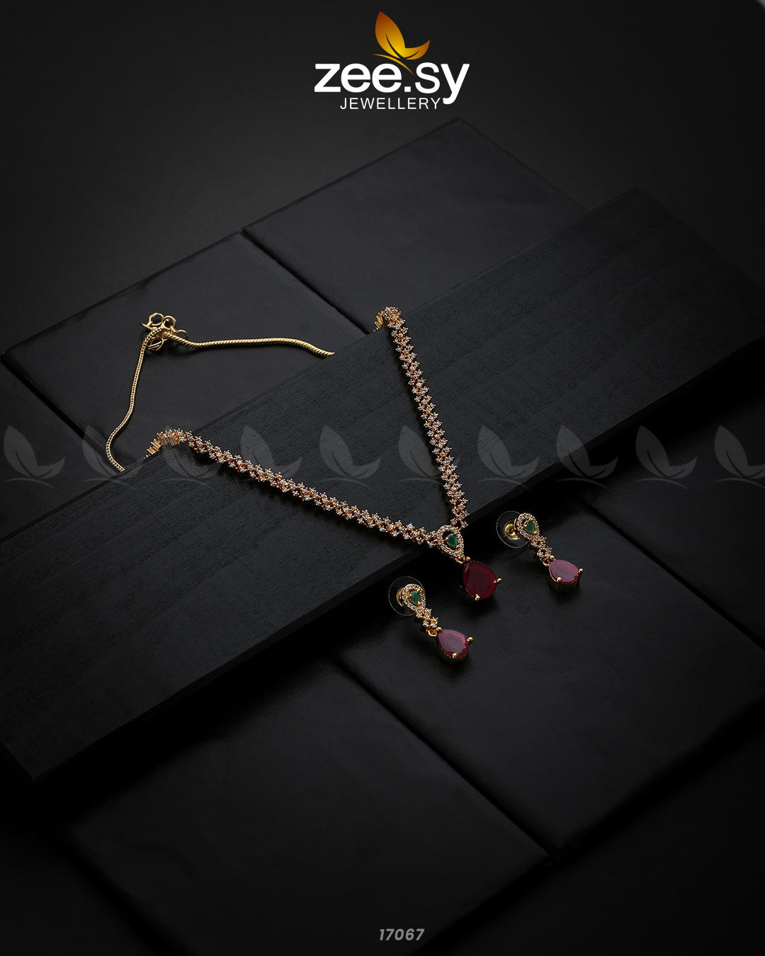 Nargis Zircon Necklace -  Zeesy Necklace Sets - Original Designer Dress - House of Maryam