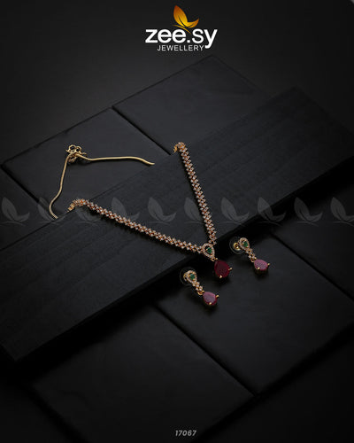 Nargis Zircon Necklace -  Zeesy Necklace Sets - Original Designer Dress - House of Maryam