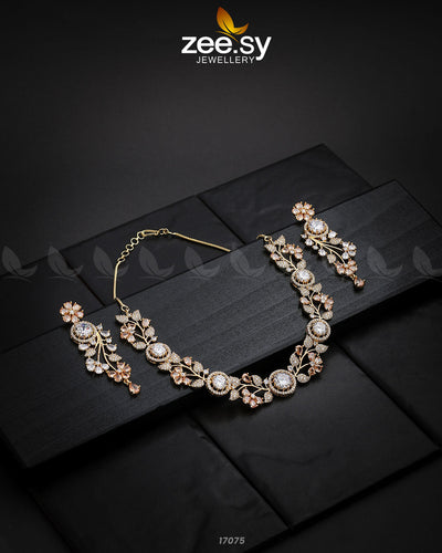 Noorani Zircon Necklace -  Zeesy Necklace Sets - Original Designer Dress - House of Maryam