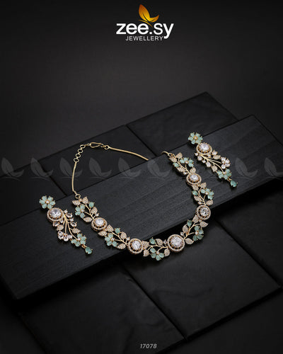 Noorani Zircon Necklace -  Zeesy Necklace Sets - Original Designer Dress - House of Maryam