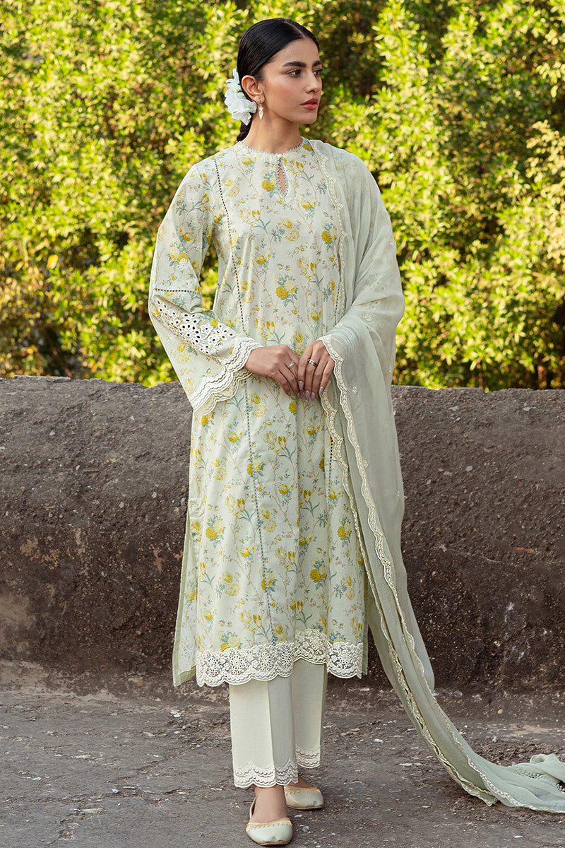 Cross Stitch | Premium Lawn 24 | LIME PRIMROSE -  Cross Stitch Formal - Original Designer Dress - House of Maryam