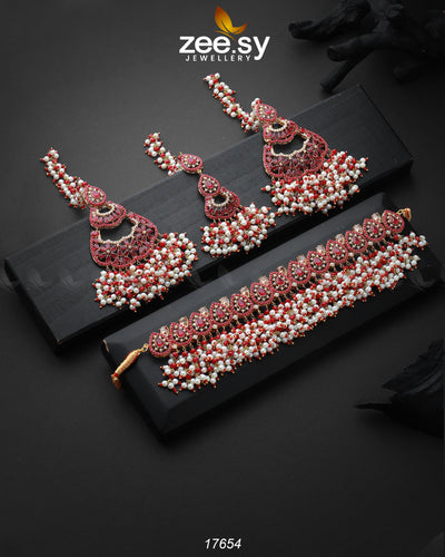Amaira Chokar Necklace Set -  Zeesy Necklace Sets - Original Designer Dress - House of Maryam