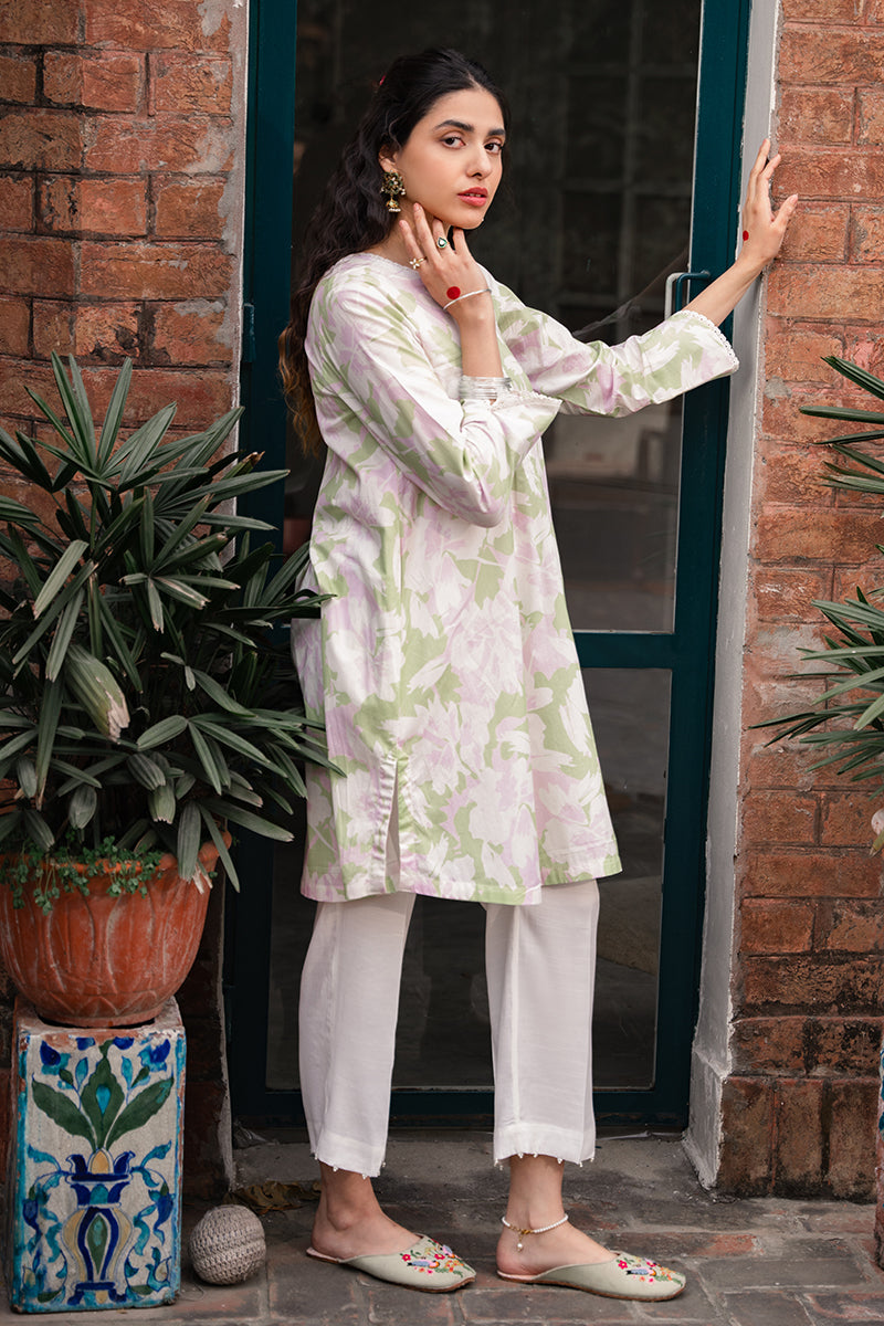 Cross Stitch | Basic Pret | Pistachio Pink Printed Lawn Shirt-3