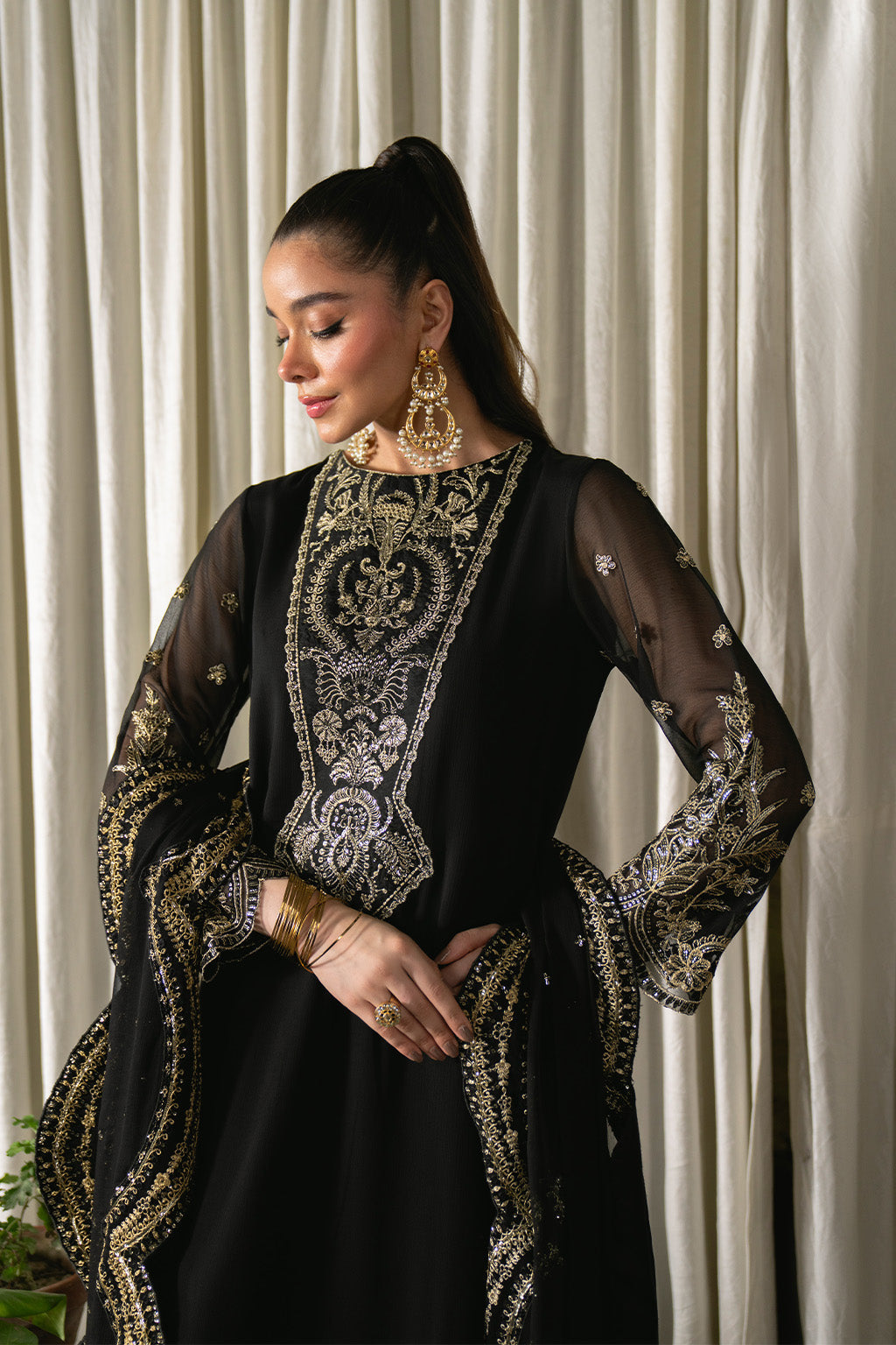 Neeshay | Ready to Wear Chiffon | RTW-CHFN-03 Black, image 3