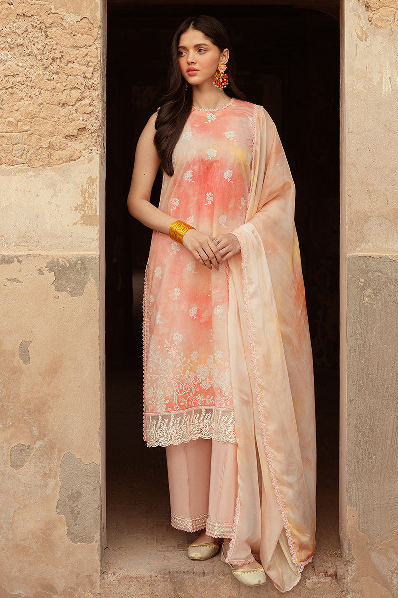 Cross Stitch | Premium Lawn 24 | PEACH BLUSH -  Cross Stitch Formal - Original Designer Dress - House of Maryam