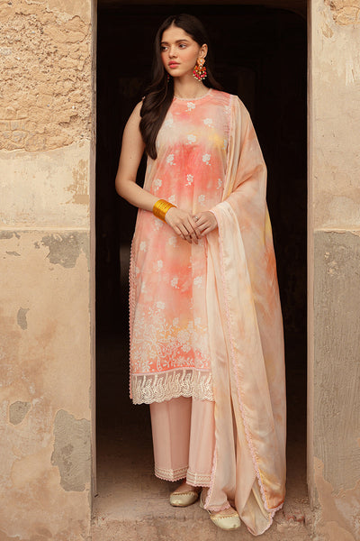 Cross Stitch | Premium Lawn 24 | PEACH BLUSH -  Cross Stitch Formal - Original Designer Dress - House of Maryam