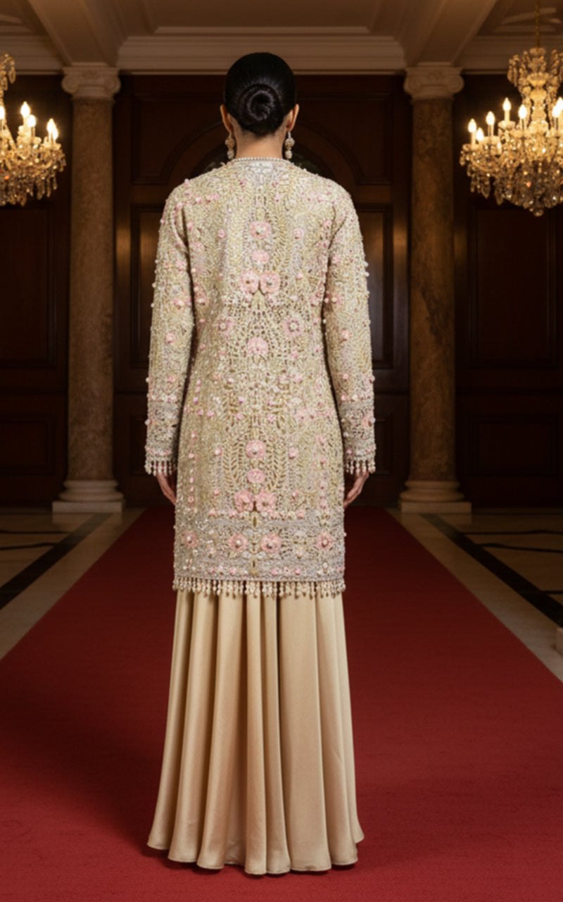 Threads and Motifs | Formal Dresses 25 | Organza Embroidered Jacket With Blouse And Skirt-2
