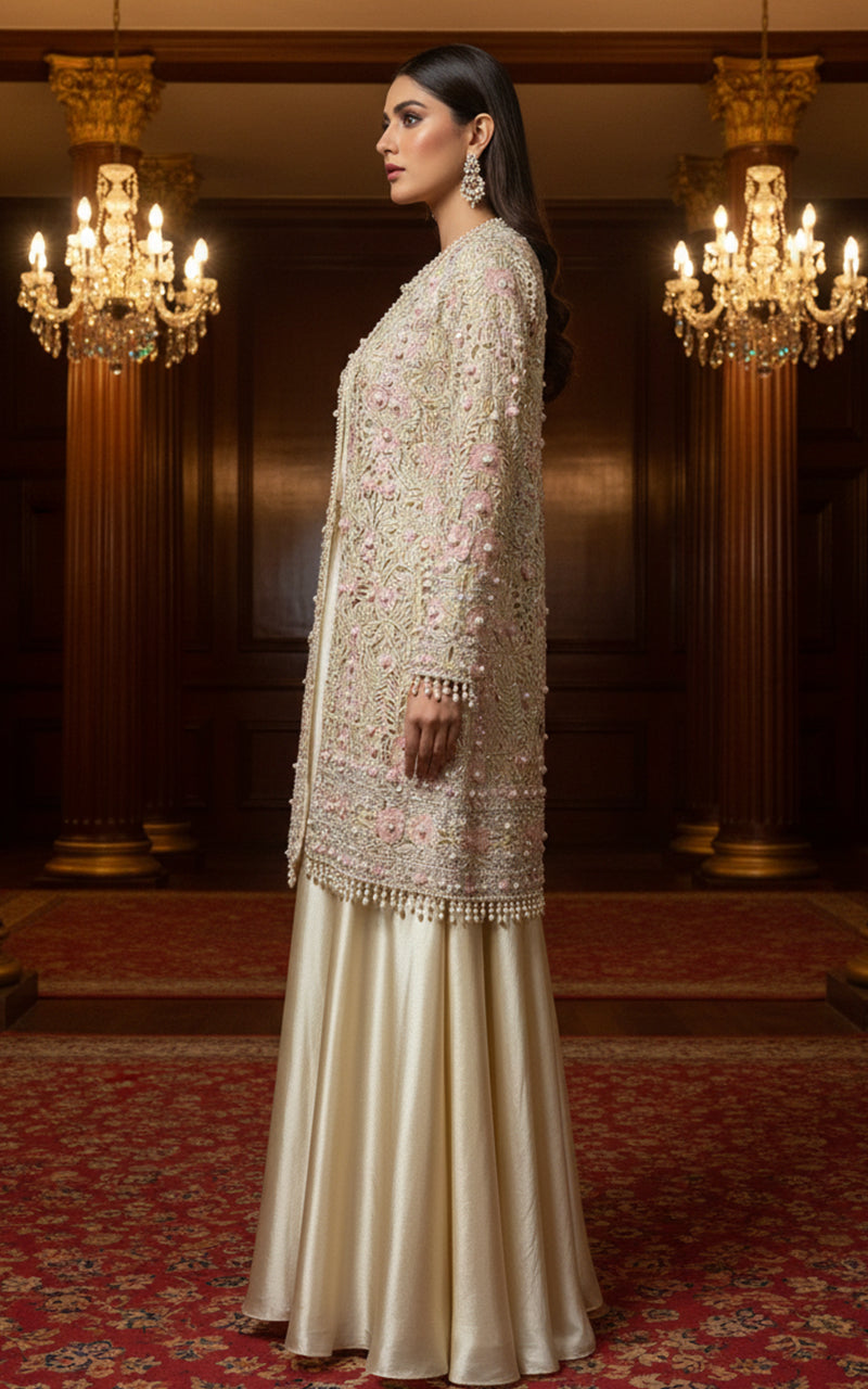 Threads and Motifs | Formal Dresses 25 | Organza Embroidered Jacket With Blouse And Skirt-4