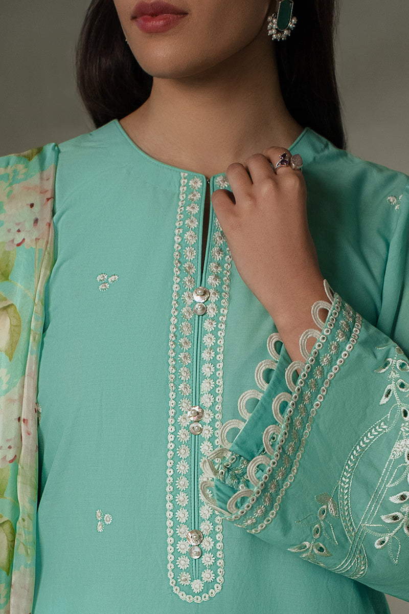 Cross Stitch | Exclusive Pret | Sea Green-2 Piece (Shirt & Dupatta)