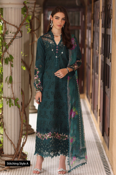 Noor by Saadia Asad | Eid Luxury Schiffli Laserkari 25 | D5- Teal -  Noor by Saadia Asad Ladies Clothes - Original Designer Dress - House of Maryam